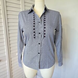 MAGIA Italy Heart Embroidery Gingham Shirt Women's 10 Cottagecore Light Academia